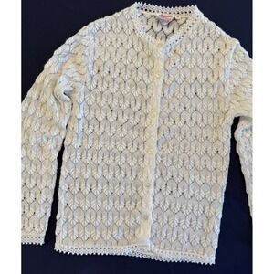 Americana Sweater Womens 34 Cardigan White Vintage Knitting Mills Miami Button